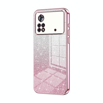 For Xiaomi Poco X4 Pro 5G Gradient Glitter Powder Electroplated Phone Case(Pink)