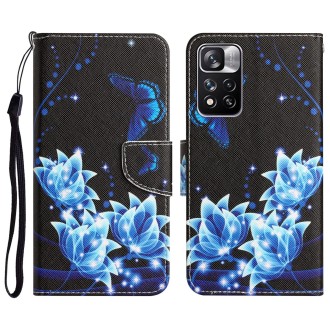 For Xiaomi Redmi Note 11 Pro 5G Colored Drawing Leather Phone Case(Blue Butterfly)