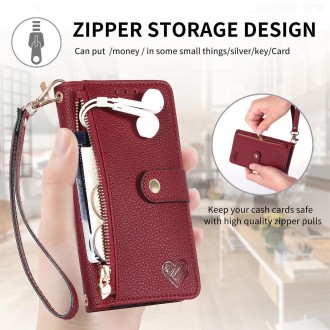 For Redmi Note 13 Pro 5G Love Zipper Lanyard Leather Phone Case(Red)