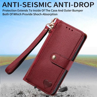 For Redmi Note 13 Pro 5G Love Zipper Lanyard Leather Phone Case(Red)