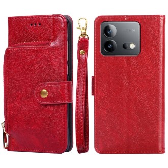 For vivo iQOO Neo 8 / 8 Pro 5G Zipper Bag Leather Phone Case(Red)