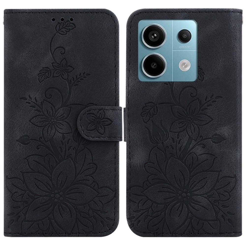 For Xiaomi Redmi Note 13 Pro 5G Lily Embossed Leather Phone Case(Black)