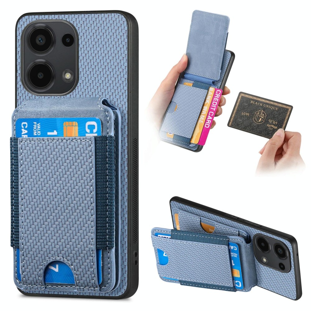 For Xiaomi Redmi Note 13 Pro 5G Carbon Fiber Vertical Flip Wallet Stand Phone Case(Blue)