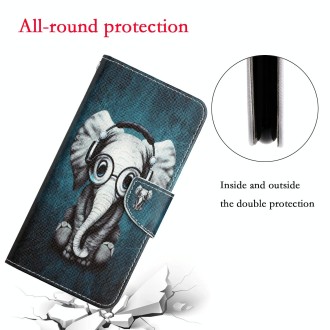 For Xiaomi Redmi Note 11 Pro Global Colored Drawing Leather Phone Case(Earphone Elephant)