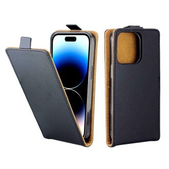 For iPhone 15 Pro Vertical Flip Leather Phone Case with Card Slot(Black)