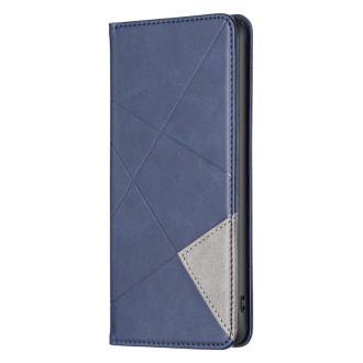 For iPhone 15 Pro Rhombus Texture Magnetic Leather Phone Case(Blue)