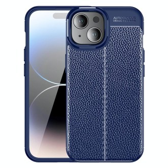 For iPhone 15 Litchi Texture Shockproof TPU Phone Case(Blue)