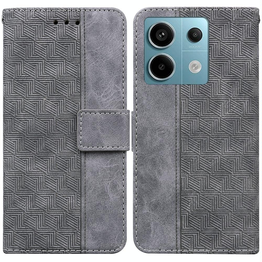 For Xiaomi Redmi Note 13 Pro 5G Geometric Embossed Leather Phone Case(Grey)