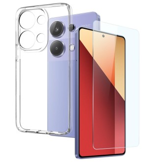 For Xiaomi Redmi Note 13 Pro 4G NORTHJO Transparent TPU Phone Case with Tempered Glass Film(Transparent)