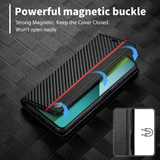 For Xiaomi Redmi Note 13 Pro 4G LC.IMEEKE Carbon Fiber Texture Flip Leather Phone Case(Vertical Black)