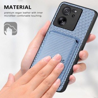 For Xiaomi Redmi Note 13 Pro Carbon Fiber Leather Card Magnetic Phone Case(Blue)