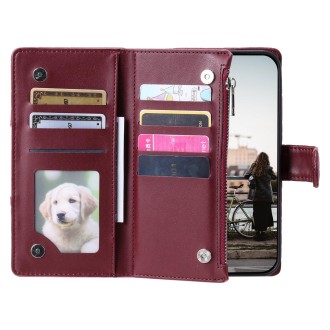 For Xiaomi Redmi Note 13 Pro 4G Global Glitter Lattice Zipper Wallet Leather Phone Case(Wine Red)