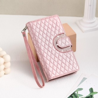 For Xiaomi Redmi Note 13 Pro 5G Glitter Lattice Zipper Wallet Leather Phone Case(Rose Gold)