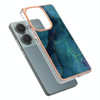 For Xiaomi Redmi Note 13 Pro 4G/Poco M6 Pro 4G Electroplating Marble Dual-side IMD TPU Phone Case(Green 017)