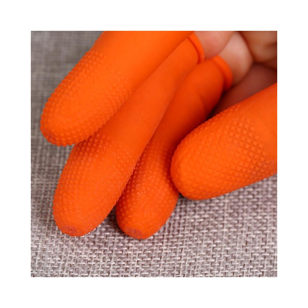 100pcs / Pack Antistatic Antislip Durable Fingertips Latex Protective Gloves, Size: L, 2.8*6.5cm(Orange)