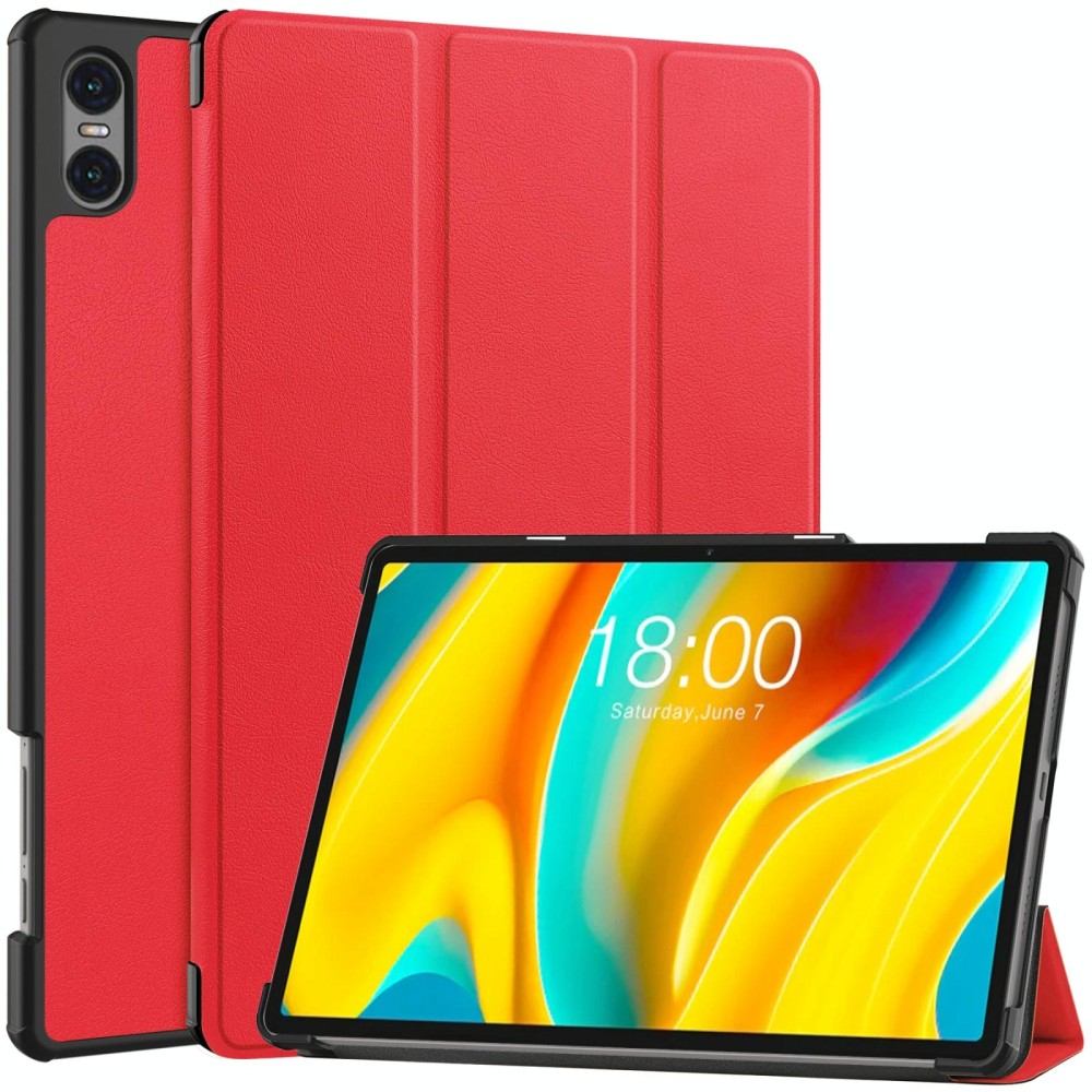 For Teclast T50 Pro Custer Solid Color 3-Fold Stand Leather Tablet Case(Red)