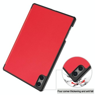 For Teclast T50 Pro Custer Solid Color 3-Fold Stand Leather Tablet Case(Red)