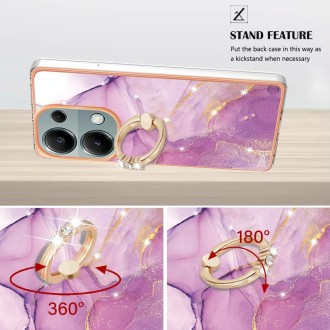 For Xiaomi Redmi Note 13 Pro 4G/Poco M6 Pro 4G Electroplating Marble IMD TPU Phone Case with Ring Holder(Purple 001)