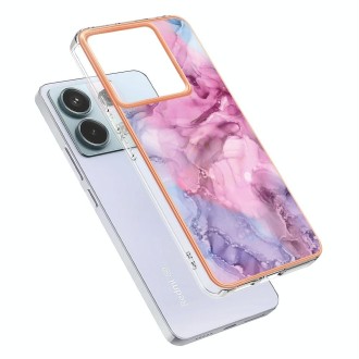 For Xiaomi Redmi Note 13 Pro 5G Electroplating Marble Dual-side IMD TPU Phone Case(Pink 013)