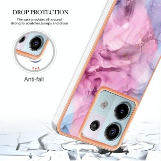 For Xiaomi Redmi Note 13 Pro 5G Electroplating Marble Dual-side IMD TPU Phone Case(Pink 013)