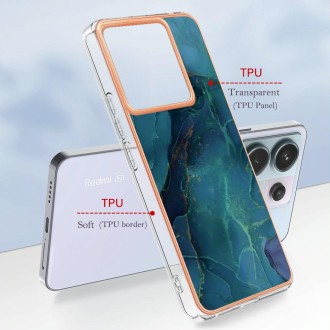 For Xiaomi Redmi Note 13 Pro 5G Electroplating Marble Dual-side IMD TPU Phone Case(Green 017)