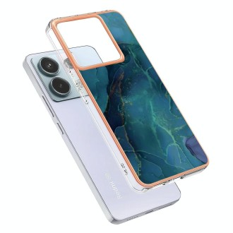 For Xiaomi Redmi Note 13 Pro 5G Electroplating Marble Dual-side IMD TPU Phone Case(Green 017)