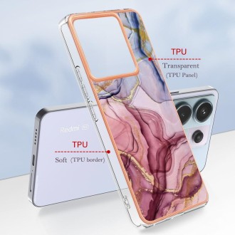 For Xiaomi Redmi Note 13 Pro 5G Electroplating Marble Dual-side IMD TPU Phone Case(Rose Red 014)