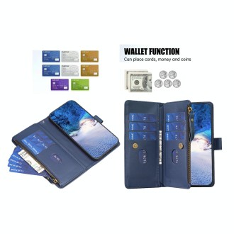 For Xiaomi Redmi Note 13 Pro 9 Card Slots Zipper Wallet Leather Flip Phone Case(Blue)