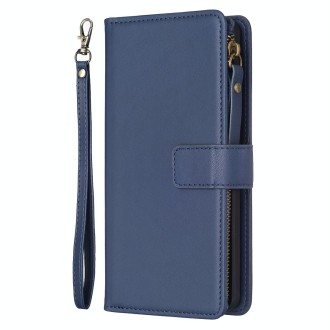 For Xiaomi Redmi Note 13 Pro 9 Card Slots Zipper Wallet Leather Flip Phone Case(Blue)