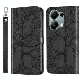 For Xiaomi Redmi Note 13 Pro 4G Life Tree Embossing Pattern Leather Phone Case(Black)