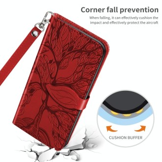 For Xiaomi Redmi Note 13 Pro 5G Life Tree Embossing Pattern Leather Phone Case(Red)