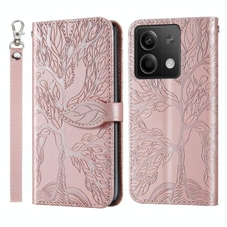 For Xiaomi Redmi Note 13 Pro 5G Life Tree Embossing Pattern Leather Phone Case(Rose Gold)