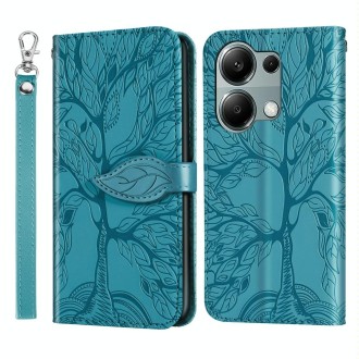 For Xiaomi Redmi Note 13 Pro 4G Life Tree Embossing Pattern Leather Phone Case(Blue)