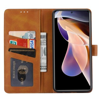 For Xiaomi Redmi Note 11 Pro/Note 11 Pro+ Calf Texture Double Fold Leather Phone Case(Brown)