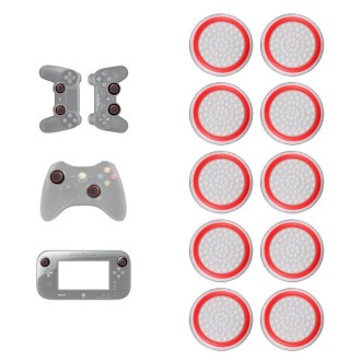 10 PCS Gamepad Silicone Luminous Button Cap Rocker Cap For PS5/PS4/PS3/ONE/360/PRO/series X/S(Transparent Red Circle)