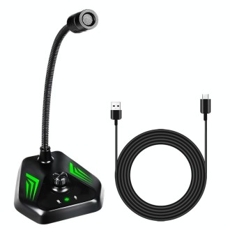 MI520 Desktop Computer Gooseneck Condenser Microphone USB Version with RGB Breathing Lamp