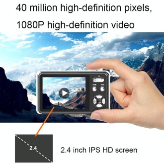 2.4 Inch IPS Screen 40 Million Pixel Digital Camera 16X Digital Zoom Video Macro Portable Camera(Black Standard)