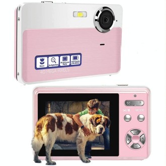 2.4 Inch IPS Screen 40 Million Pixel Digital Camera 16X Digital Zoom Video Macro Portable Camera(Pink Standard)