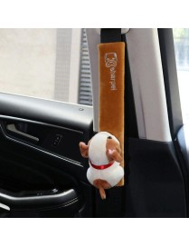 002 Cute Cartoon Thicked Seat Belt Anti-Strangled Protective Cushion, Length: 23cm (Brown Dog)