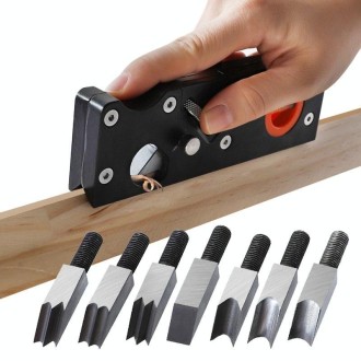 Woodworking Multi-Angle Chamfering Adjustable Depth Hand Planer, Color: Black