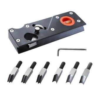 Woodworking Multi-Angle Chamfering Adjustable Depth Hand Planer, Color: Black + 6 Blades