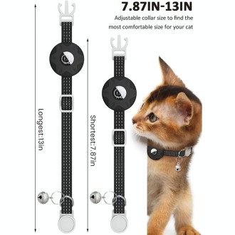 For AirTag Tracker Silicone Case Reflective Pet Cat Collar With Bell(White)