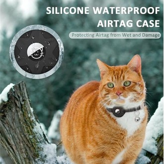 For AirTag Tracker Silicone Case Reflective Pet Cat Collar With Bell(White)