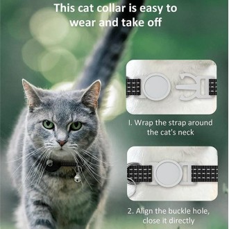 For AirTag Tracker Silicone Case Reflective Pet Cat Collar With Bell(White)