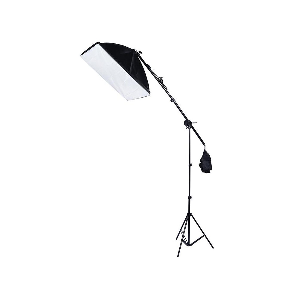 50x70cm Single Light Softbox + 2m Photography Lighting Tripod Mount Stand + Arm Jib Crossbar Bracket Studio Flash Light Set