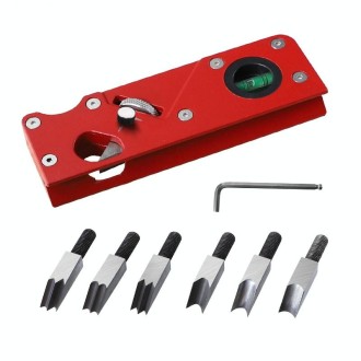 Woodworking Multi-Angle Chamfering Adjustable Depth Hand Planer, Color: Red + 6 Blades