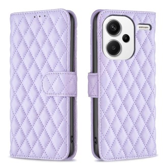 For Xiaomi Redmi Note 13 Pro+ 5G Diamond Lattice Wallet Leather Flip Phone Case(Purple)