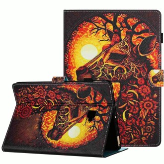 For Samsung Galaxy Tab A 10.1 T580 Painted Pattern Stitching Smart Leather Tablet Case(Flower Deer)