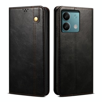 For Xiaomi Redmi Note 13 Oil Wax Crazy Horse Texture Leather Phone Case(Black)