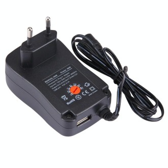 EU Plug Universal 30W Power Wall Plug-in Adapter with 5V 2.1A USB Port, Tips: 6 PCS, Cable Length: About 1.2m